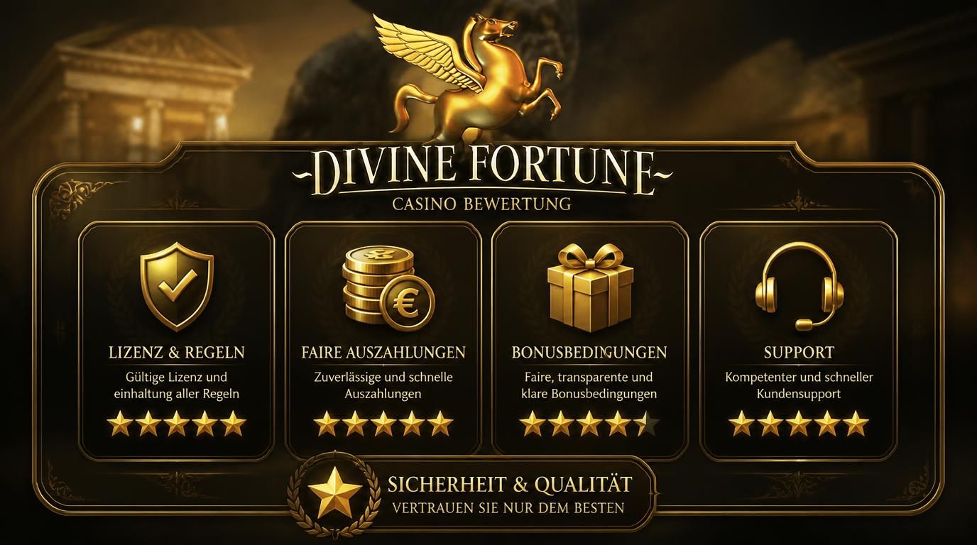 Symbole: Lizenz, faire Auszahlungen, Bonus, Support